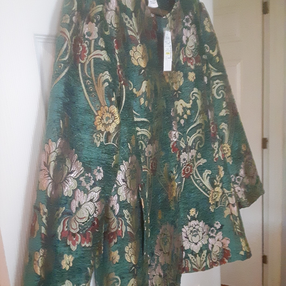 PECK AND PECK EMERALD GREEN EMBROIDERED JACKET.